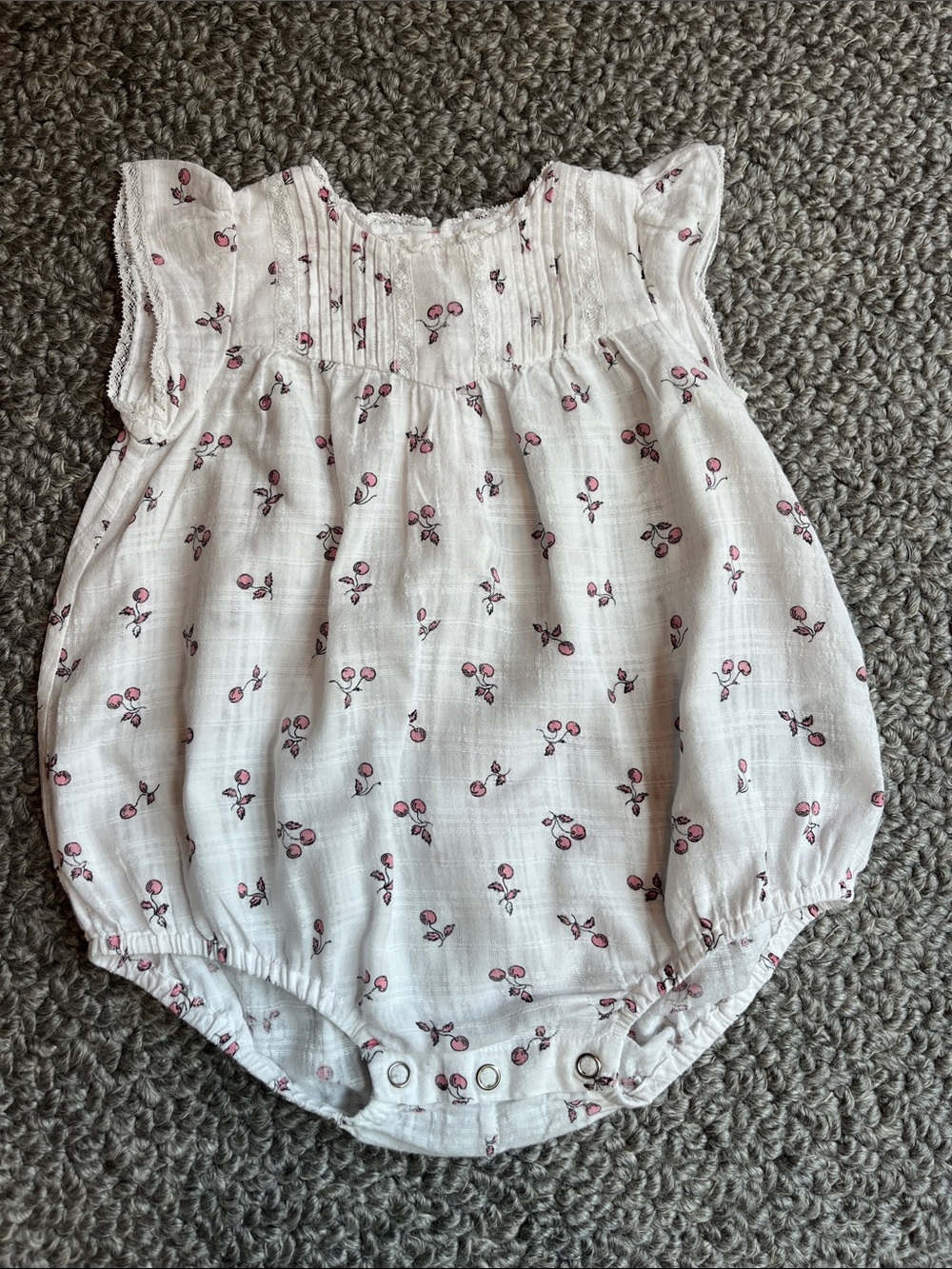 Bonpoint Baby Girls' White Cherry Print Cotton Romper